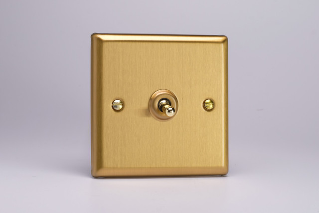 Varilight Brushed Brass 10A 1 or 2 Way Brass Toggle Switch (1-4 Gang)