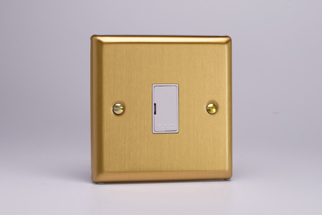 Varilight Brushed Brass 13A Unswitched Fused Spur White Insert