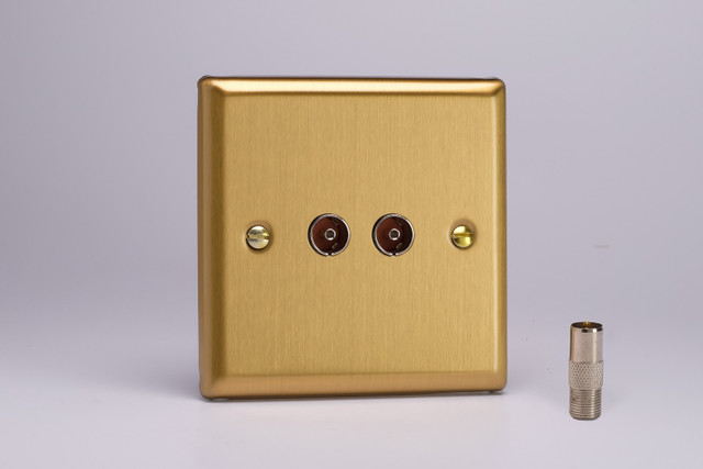 Varilight Brushed Brass 1-Gang TV Socket, F-Type Satellite