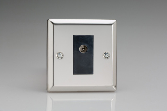 Varilight Mirror Chrome 1-Gang TV Socket, Isolated Co-axial