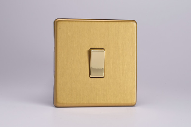 Varilight Brushed Brass Screwless 10A 1 or 2-Way Rocker Switch (1-6 Gang)