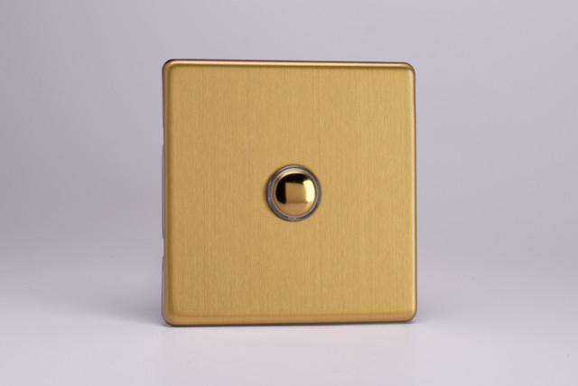 Varilight Brushed Brass Screwless 6A 1 or 2-Way Push On/Off Impulse Switch (1-4 Gang)