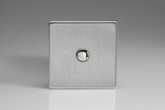 Varilight Brushed Steel Screwless 6A 1 or 2-Way Push On/Off Impulse Switch (1-4 Gang)