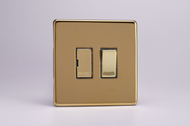 Varilight Polished Brass Screwless 13A Switched Fused Spur