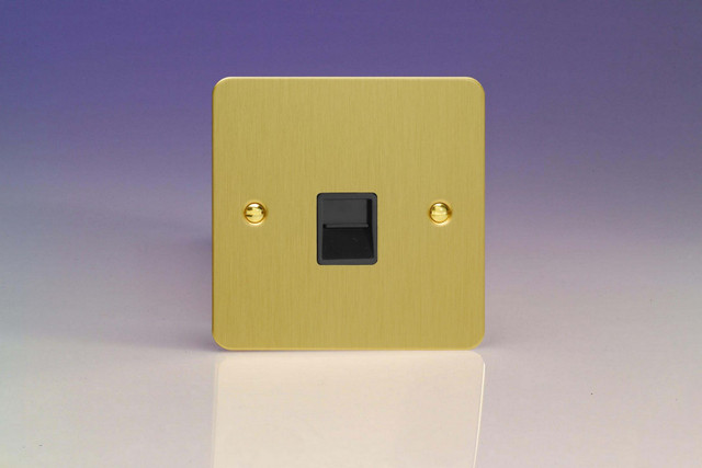 Varilight Brushed Brass Ultraflat Telephone Socket Black Insert