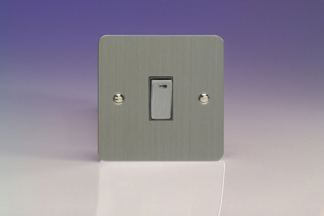 Varilight Brushed Steel Ultraflat 1-Gang 20A Double Pole Rocker Switch