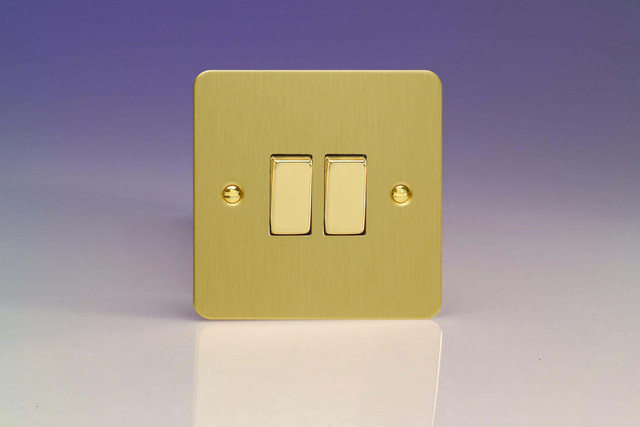 Varilight Brushed Brass Ultraflat 10A Intermediate Rocker Switch (1-2 Gang)