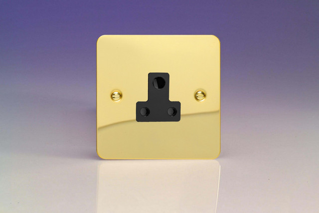 Varilight Polished Brass Ultraflat 1-Gang 5A Round Pin Socket