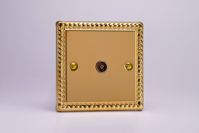 Varilight Georgian Brass TV Socket, Co-Axial (1-2 Gang)