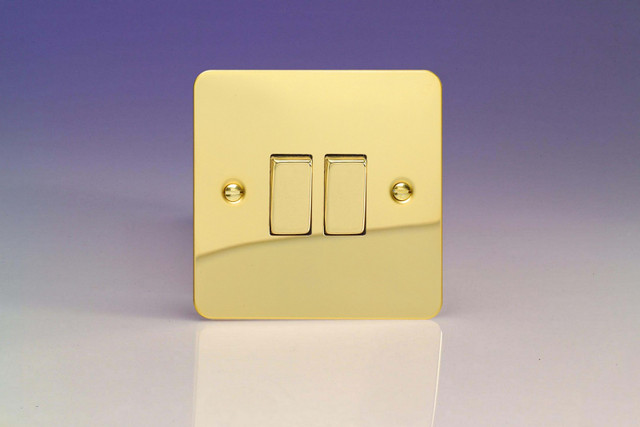 Varilight Polished Brass Ultraflat 10A Intermediate Rocker Switch (1-2 Gang)