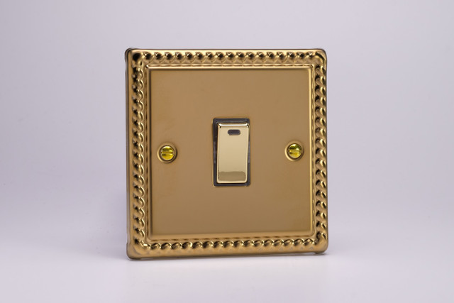 Varilight Georgian Brass 1-Gang 20A Double Pole Rocker Switch