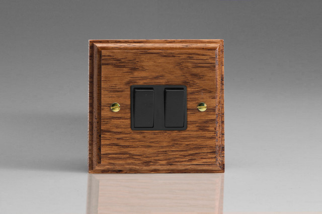 Varilight Medium Oak Kilnwood 10A Intermediate Rocker Switch (1-2 Gang)