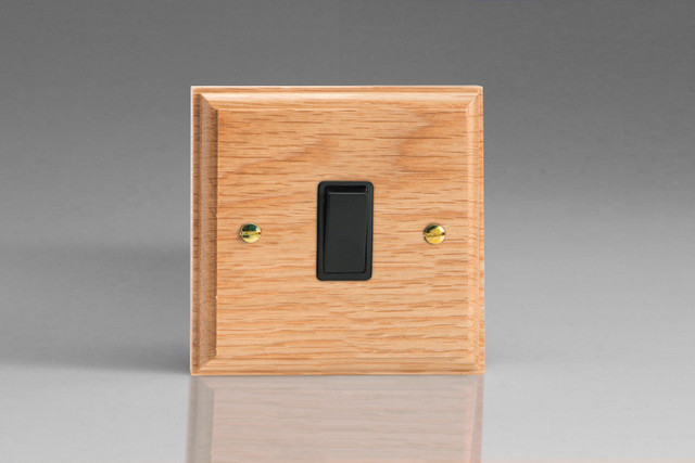 Varilight Oak Kilnwood 10A 1- or 2-Way Black Rocker Switch (1-3 Gang)