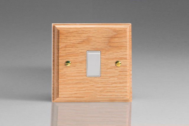 Varilight Oak Kilnwood 1-Gang 20A Double Pole Rocker Switch