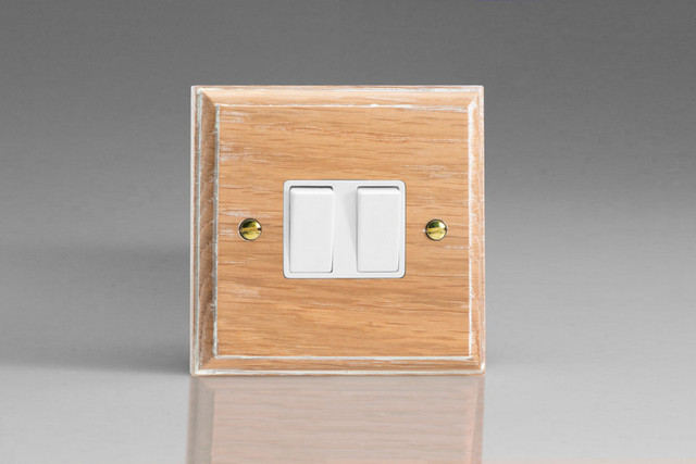 Varilight Limed Oak Kilnwood 10A Intermediate Rocker Switch (1-2 Gang)