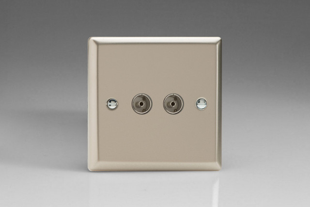 Varilight Satin Chrome TV Socket, Co-Axial (1-2 Gang)