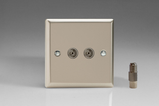 Varilight Satin Chrome 1-Gang TV Socket, F-Type Satellite