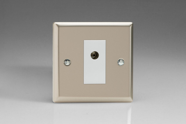 Varilight Satin Chrome 1-Gang TV Socket, Isolated Co-axial