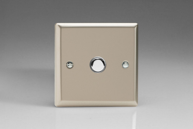 Varilight Satin Chrome 6A 1-Way Push to Make Chrome Momentary Switch (1-4 Gang)