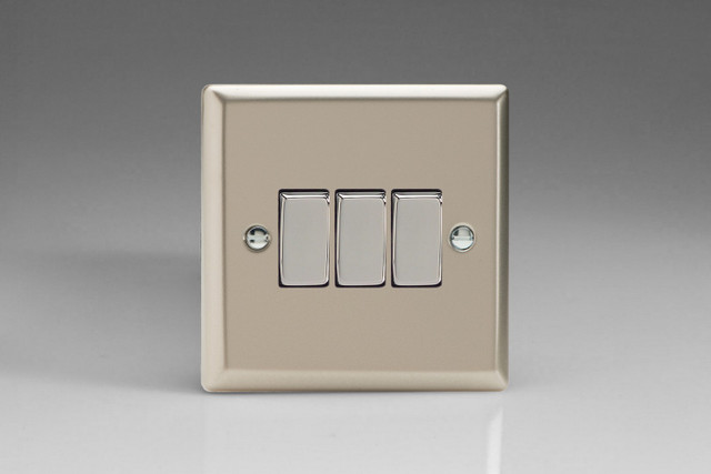 Varilight Satin Chrome 10A 1 or 2 Way Satin Rocker Switch (1-6 Gang)