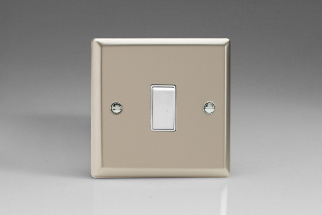 Varilight Satin Chrome 1-Gang 20A Double Pole White Rocker Switch