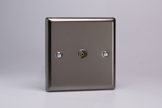 Varilight Pewter TV Socket, Co-Axial (1-2 Gang)