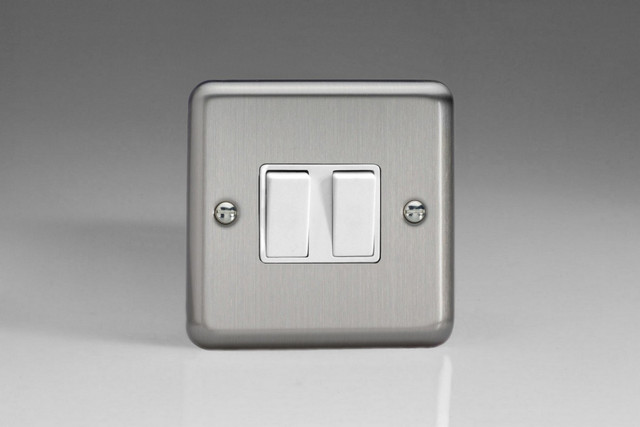 Varilight Matt Chrome 10A Intermediate White Rocker Switch (1-2 Gang)