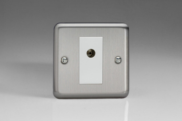 Varilight Matt Chrome 1-Gang TV Socket Isolated Co-Axial