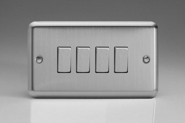 Varilight Matt Chrome 10A 1 or 2 Way Steel Rocker Switch (1-6 Gang)