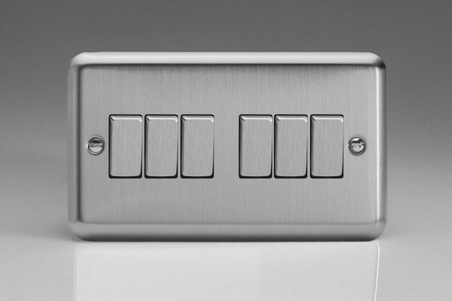 Varilight Matt Chrome 10A 1 or 2 Way Steel Rocker Switch (1-6 Gang)