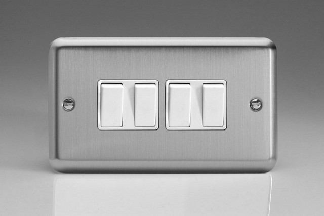 Varilight Matt Chrome 10A 1 or 2 Way White Rocker Switch (1-6 Gang)