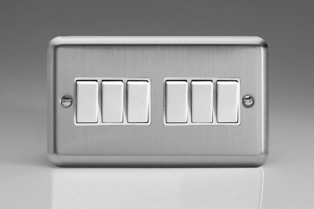 Varilight Matt Chrome 10A 1 or 2 Way White Rocker Switch (1-6 Gang)