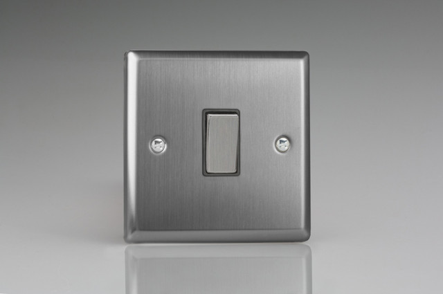 Varilight Brushed Steel 20A Double Pole Steel Rocker Switch