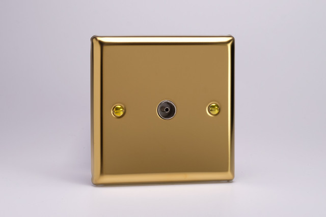 Varilight Victorian Brass TV Socket, Co-Axial (1-2 Gang)