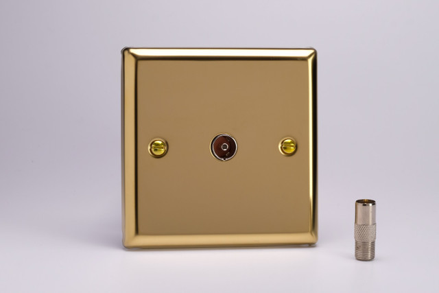 Varilight Victorian Brass 1-Gang TV Socket, F-Type Satellite