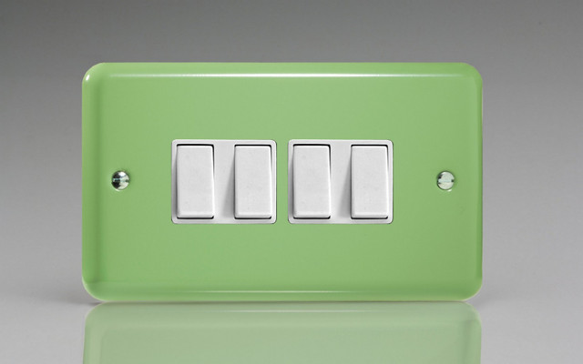 Varilight Beryl Green Lily 10A 1- or 2-Way Rocker Switch (1-4 Gang)