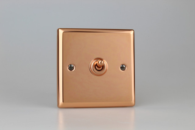 Varilight Polished Copper 10A 1 or 2 Way Polished Copper Toggle Switch (1-3 Gang)