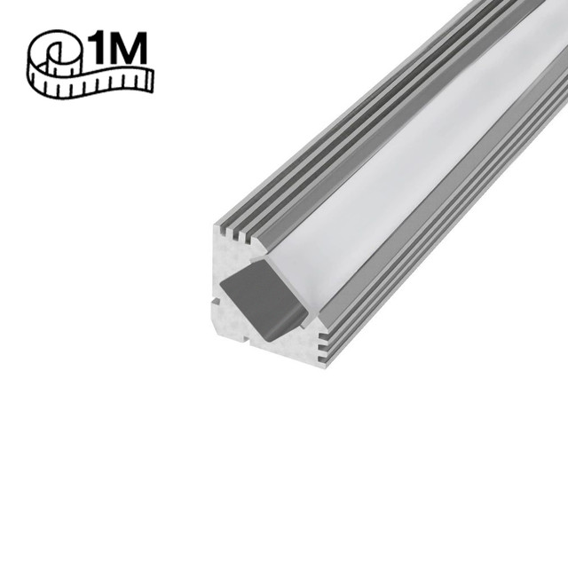 SlimPro 45° Aluminium Profile/Extrusion, 1m & 2m Option, Diffusers Available