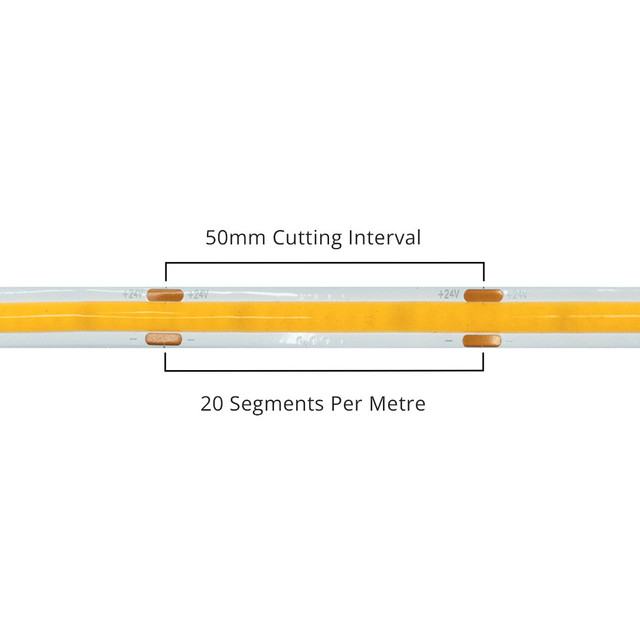 Aon Single Colour 24V COB 8W Warm White 3000K LED Strip Lights