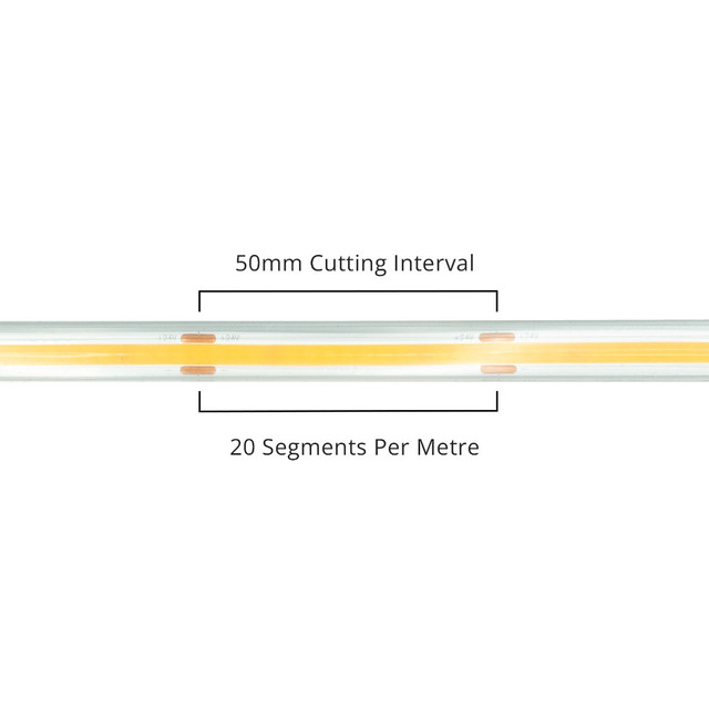 Aon Single Colour 24V COB 8W Warm White 3000K LED Strip Lights