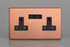 Varilight Brushed Copper Screwless 2-Gang 13A Unswitched Socket + 2x5V DC 2100mA USB Charging Ports