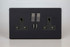 Varilight Matt Black Screwless 2-Gang 13A Single Pole Switched Socket + 2x5V DC 2100mA USB Charging Ports