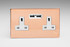 Varilight Raw Copper Screwless 2-Gang 13A Unswitched Socket + 2x5V DC 2100mA USB Charging Ports