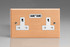 Varilight Scandic Beech Kilnwood 2-Gang 13A Unswitched Socket + 2x5V DC 2100mA USB Charging Ports