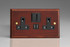 Varilight Mahogany Kilnwood 2-Gang 13A Switched Socket + 2x5V DC 2100mA USB Charging Ports