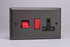 Varilight Graphite 21 45A Cooker Panel with 13A Double Pole Switched Socket Outlet (Red Rocker)