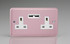 Varilight Rose Pink Lily 2-Gang 13A Unswitched Socket + 2x5V DC 2100mA USB Charging Ports