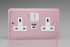 Varilight Rose Pink Lily 2-Gang 13A Single Pole Switched Socket with 1x USB A & 1x USB C Charging Ports