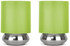 Pair of Satin Nickel Touch Table Lamps with Green Shades