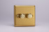 Varilight Brushed Brass 2-Way V-Pro Push On/Off Rotary Polished Brass LED Dimmer 0-120W (1-4 Gang)